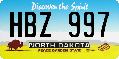 ND license plate HBZ997