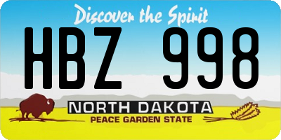 ND license plate HBZ998