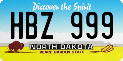 ND license plate HBZ999