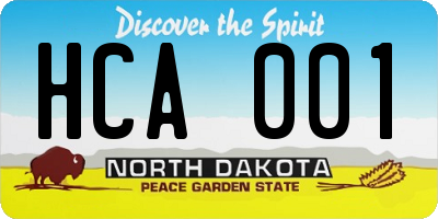 ND license plate HCA001