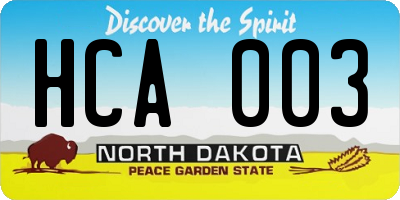 ND license plate HCA003