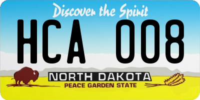 ND license plate HCA008