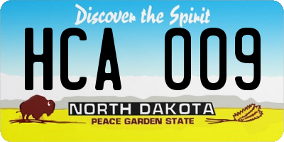 ND license plate HCA009