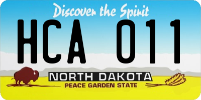 ND license plate HCA011