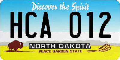 ND license plate HCA012