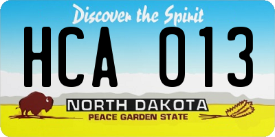 ND license plate HCA013