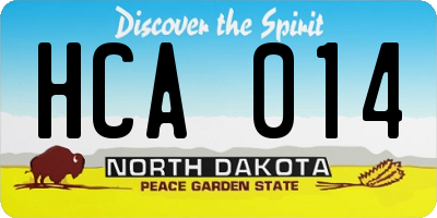 ND license plate HCA014