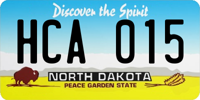 ND license plate HCA015