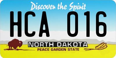 ND license plate HCA016