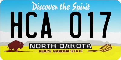 ND license plate HCA017