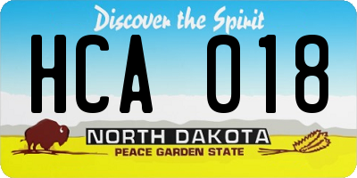 ND license plate HCA018