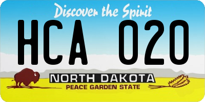 ND license plate HCA020