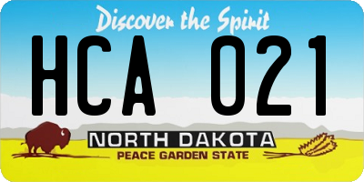 ND license plate HCA021