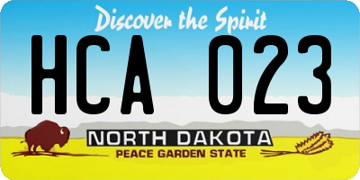 ND license plate HCA023