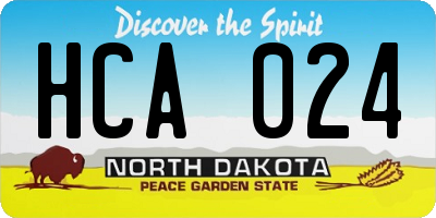 ND license plate HCA024