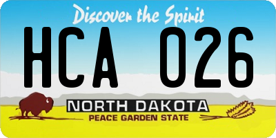 ND license plate HCA026