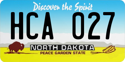 ND license plate HCA027