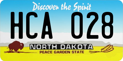 ND license plate HCA028