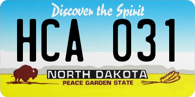 ND license plate HCA031