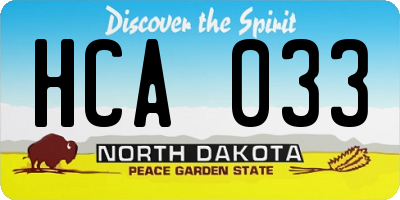 ND license plate HCA033