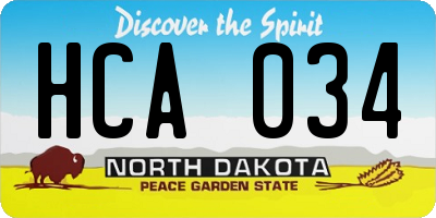 ND license plate HCA034