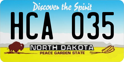 ND license plate HCA035