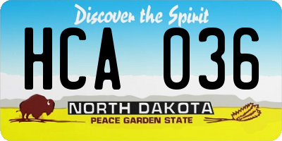 ND license plate HCA036