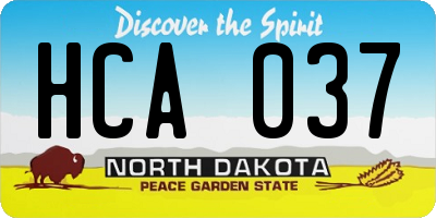 ND license plate HCA037