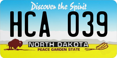 ND license plate HCA039