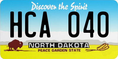 ND license plate HCA040