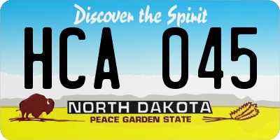 ND license plate HCA045