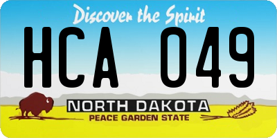 ND license plate HCA049