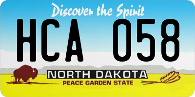 ND license plate HCA058