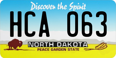 ND license plate HCA063