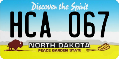 ND license plate HCA067