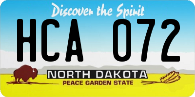 ND license plate HCA072