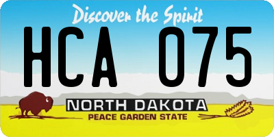 ND license plate HCA075