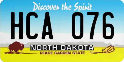 ND license plate HCA076