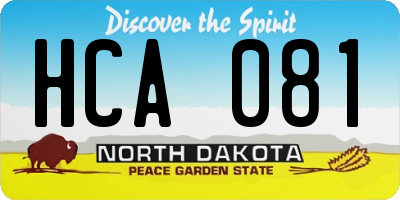 ND license plate HCA081