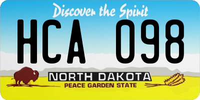 ND license plate HCA098