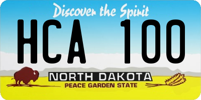 ND license plate HCA100