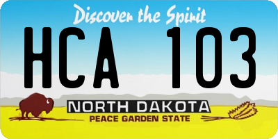 ND license plate HCA103