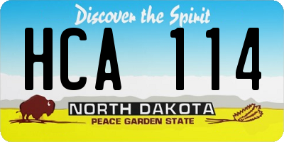 ND license plate HCA114