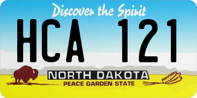 ND license plate HCA121