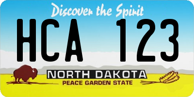 ND license plate HCA123