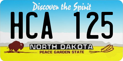 ND license plate HCA125