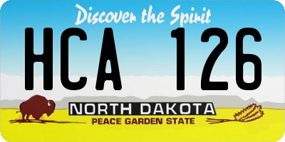 ND license plate HCA126