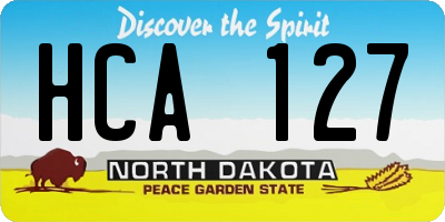 ND license plate HCA127