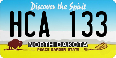 ND license plate HCA133