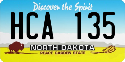 ND license plate HCA135